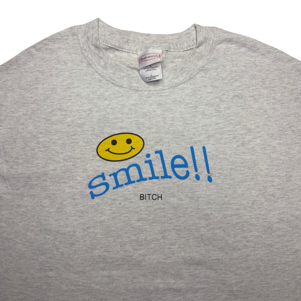 Vintage Y2K Bod-Wear Smile B*tch funny satire comedy shirt L